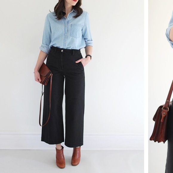 Everlane wide leg cropped black denim jeans 0 - Picture 6 of 6